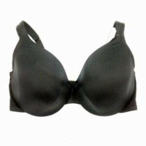 Lane Bryant Cacique Bra Smooth Satin Full Coverage Mesh U/W Size 42C Black